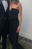 Awesome jumpsuit. It fit perfectly and was super comfortable. Wore it to a wedding and received So many compliments. I probably could have sized up to a small, but It's very stretchy so it has a lot of give without feeling too tight. 
Highly recommend! - Jenna S.