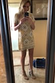 This dress is adorable! I was honestly a little scared to order this but I have been eyeing it for awhile so I finally decided to do it. I am so happy I did because this will definitely be my go to dress from now on! It is so simple and the perfect length! A little tight fitting around the arms but that is the only con! PUT THIS IN YOUR CART! - Hailey R.