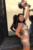 I have bigger hips so it was a little tight and kind of short but it was super cute! Sequin was a little itchy at times but it didn't leave any marks as many sequin dresses have in the past. - Kami C.