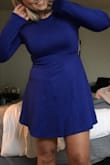 I needed a dress for a wedding and this one stood out for me. The color is a very pretty blue and the flare design works for my body type. I ordered a medium which was perfect because the fabric has some stretch to it. - Elizabeth B.