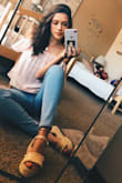 These shoes are so cute!!! They are a little itchy on the band that wraps around the toes but nothing too bad! I'm 5'8 and they don't make me too much taller, totally worth it. - Sara V.