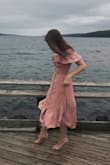 Loved this outfit! The color is a little different than the picture online, definitely more pink. The material wrinkles easily but it was fine once ironed. Could be dressed up with heels and jewelry or dresses down with flat sandals. - Nicole B.