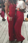 I have this pantsuit in black too. I think it's sexy while still classy - I wore this to a networking mixer. You really stand out in the red color! Get it!! - Darrin N.