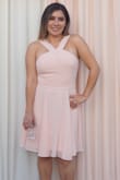 I bought this dress for my bridal shower. The color says peach. They were sold out of the light pink. But it did the job it's more of a blush. It was very comfortable. I got a lot of compliments. Very cute dress! - Vetiana H.
