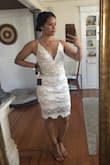 This was one of a multitude of white dresses that I ordered last minute for my bridal shower. I really thought I could find something by shopping the old fashioned way by going into the stores but it is so difficult finding white dresses out there! I love that Lulus has such a variety of them in one place. I ultimately decided on this dress due to the flattering cut and edgy lace. It was a hit at my shower. - Brandi W.