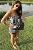 This romper was out of stock for months but it was totally worth the wait! It fits perfectly and it's not too short. I received so many compliments and I felt like a million bucks! Sooooo happy!!! - Cara A.