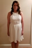 I absolutely love this dress!! I plan to wear it to my bridal shower this summer and it is perfect for the occasion. I am usually a medium in other stores but most larges from Lulus have been fitting me so I went with the large. It's beautiful but the top part is too loose for my taste. Luckily the medium just came back in stock so I was able to order that! The crochet lace detail is perfect. It can be dressed up or down. It's lined so it's not see-through at all. The bottom is flowy and very flattering if you have curves. Can't wait to see how the medium fits me. Truly recommend this dress. - Rachel M.
