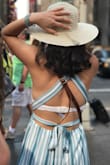 The front is pretty low cut so I pinned it about an inch above the natural place so that it was more of a V cut and less of a deep plunge. Rompers are usually too short on me but the shorts part on these fit really well. - Natalie P.