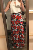 Beautiful fabric, nice thick...but lightweight (does that make sense?) gorgeous colors and comfortable. I won't wear the top, I wasn't planning on it and the cut also isn't right on me. - Christine