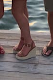 These wedges are adorable! Usually I go up half a size on all shoes but Lulus brand has so far been true to size. I bought a size 7 not realizing Steve Madden actually made them so they are just a little snug but high quality material. - Meisa B.