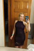 I got this for a bachelorette party for a friend of mine. It fits amazing and I feel so beautiful and comfortable. I love the fact that it ties in the back and you can adjust how high up it comes on the neck. I love the length. It is modest, classy and sexy. - Mihelle P.