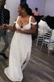 I wore this dress for my reception and it was absolutely beautiful. I got a lot of compliments! It holds your breasts up and makes them look perfect & it's not too long! - Simone B.