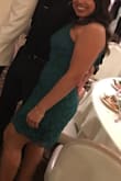 The color is darker in person which was perfect, had a bit of a struggle getting it over my butt but once we did it fit great lol got bunch of compliments on it, length was right above the knee and I'm a short lady so it was perfect. I would def buy it again in another color - Catherine S.