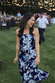 I absolutely love this dress and receive so many compliments every time I wear it! I usually wear a small, but ordered a medium and it fits well. The waistband doesn't have any stretch, so I'm glad I ordered a size up. I also like the medium top because it's flowy and covers all the lady parts! - Jen I.