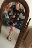 This dress was exactly what I was hoping. I have an hour glass figure so originally I was going to go with a medium. I purchased a large do to the details saying that the fabric had no stretch. I'm happy I went with a large because the medium would have been uncomfortable/too tight around the waist while sitting down with a relaxed stomach. The fabric is light and slightly thin but I don't mind it. I have a very long torso so I'm happy that it's not too short on me. The color of the flowers aren't as bright in person as the advertised picture though. - Hannah T.