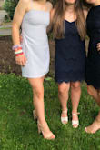 This dress is amazing! I wore it to my semi and it fit and looked perfect. I had a little trouble trying to find what bra to wear but I ended up not wearing one with wasn't a problem. The material does not stretch and is very stiff. If you don't want it to be too bodycon order a size larger. I recommend this dress!! - Mara W.