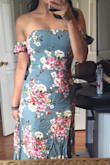 This dress looks stunning on tan skin! The slit makes it so **** sexy and is the perfect length. Really glad this came back in stock. It's my new favourite dress. - Camille D.