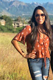 This is the perfect casual cute short sleeve! Very comfortable, flowy material but pretty low v-neck (works well with a bralette). - Kaitlin G.