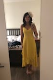 Great wedding guest dress for the spring/summer! Was a total hit, very comfortable and got a ton of compliments.  The material was heavy and of high quality.  Due to the lace, it didn't wrinkle and held up really well with travel.  The length was great too - totally able to dance the night away without worrying about flashing any unsuspecting relatives :) Highly recommend! - Morgan C.