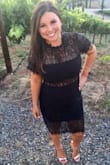 This dress is so amazing! It's just SO flattering in black. It's sexy without being revealing. I wore it to a California wedding at a winery and felt so confident. I got so many compliments! It kind of shows off your sexy bust but doesn't show too much skin or cleavage. I'm very curvy right now and it was also surprisingly slimming for a very fitted dress! I can't wait to wear it to another event because I will definitely be repeating this outfit many times! Buy this! - Kelly L.
