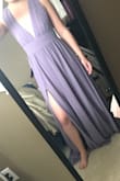 The material is really nice! And I continually get compliments from people I show the dress to how beautiful the color is. I'm very short so I did have to get the straps altered about an inch shorter, otherwise I would have a nip slip. I love how deep cut it is and love the back. It is a bit heavy, there are 3 layers in the skirt and it makes the dress a bit too thick in the waist where it makes you look a lot bigger in the middle. The zipper in the back made my bum look really weird, and the 3 layers in the skirt had been sewn together where it puckered along the seam. My seamstress pulled the seams out and it looked 100 times better, and is going to try and fix the zipper puckering as well. I had to do a lot of alterations on this dress to make it look the way I had imagined, but I think being taller and bigger chested you wouldn't need much. Ultimately I love this dress and I'm excited to wear it to my friend's wedding. - Sarah M.