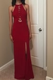 I am in love with the dress, it fits me very well. I am wearing heels at the picture and the dress is still long (what I really liked). The quality is amazing and the shipping was pretty fast!! - Suzane