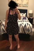 I originally bought a medium and way too big. In addition to being big it was really long on me. I'm a size 4 so mediums usually fit. I loved the print and material so I reordered it in a small. The small fit perfectly! I have attached a photo of each so you can compare the sizes. - Katrina B.