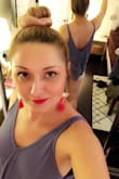 First, I have to say how much I love the color. The fabric is soft and flowy, so it's a very comfortable shirt. I like that it dips in the back, but it's hard to decide what kind of bra to wear with it. It covers the bra, but it's so flowy that it can sometimes be revealing. - Beata A.
