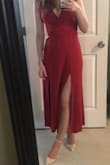 Ordered in red for an outdoor summer formal wedding. Easy and comfortable to wear. You can adjust the straps which is nice and they are sturdy. Overall great quality dress. Did need to wear with petal cups and tape to secure the front from coming open while sitting/dancing. Normally an XS and XS was perfect. - Lisa S.