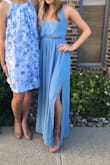 I wore this dress for a wedding this summer and got so many compliments on the color and look of the dress! I had to hem the straps/top a little bit because of my lack of boobs but otherwise it was perfect! It is a very long dress so if you're short like me, heels are a must! Already thinking about ordering this dress in another color! - Jessica B.