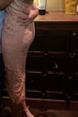 I've been stalking the navy/nude version of this dress, but when I needed a dress for my bachelorette I ordered the pink one. I was a little worried about the sizing, but the small fit me perfectly. I got so many compliments and I need a reason to wear it again I was feeling it so much! Picture isn't the best but you can see how far down it went on me being 5'9. - Nastassia Y.