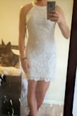 I've been looking for a dress to wear to my courthouse wedding... yes, we are doing a courthouse before our large ceremony...It has been very hard, but with all the good reviews, I took a chance on this dress. The material is soft yet a quality thickness. It hugs just slightly to give some shape without taking the air out of me. I have a straighter athletic build too with broad shoulders, so I don't usually like my look in straight dresses. Also the length is classy yet still gives you some leg appeal. This one is it! - Jessica P.