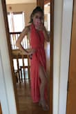 I got this dress for my step brother's wedding and it was a hit. The dress is the perfect combination of formal and casual. I strongly recommend the coral color because it is perfect for summer time. I am 5'6" and I wore it with 4" heels and the length was perfect. Only negative is that you have to get the dress steamed or dry cleaned to remove all of the wrinkles from shipping. - Marie Q.