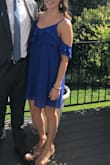 This dress was so stinking cute! The fit is great, length was perfect (I'm 5'4) and the color is vibrant! It was perfect to dance in at an outdoor June wedding in Texas (aka it was HOT and humid). - Samantha Z.