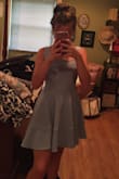 This dress is beautiful. It fits just like the website said and the material is so comfortable. The dress is stretchy and easy to move around in and I am so excited to wear it! My new go to dress. - Amy B.