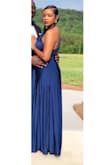 We attended a lovely wedding, and decided on this blue number. SO glad that we did! I'm tall, and 16-months postpartum, so heels are not always my friend. I was able to wear this floor-length dress comfortably with sandals. The versatility is AMAZING- there's literally NO wrong way to wear it! Strangers at the wedding stopped me to take my photo! Lol! - Shiri A.