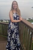 I ordered this dress for my aunt's wedding because I wanted a two piece and the theme was more blue. The dress arrived early and fit really well. The only difficulty with the dress is that a small just barely fit my waist, and I'm usually a size two dress. I could zip it all the way up but it was snug. The skirt was also very long. The nice part about this dress was that I could roll up the waist and the length was fine. If you don't want to get it hemmed, it's manageable. Other than that, the dress was gorgeous. It flows super well and is quite comfortable. I got many compliments at the wedding and will definitely wear this again. Worth the price. - Allie H.