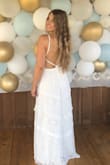 Lovely material, great quality, super flattering. I tossed between ordering a medium and a small, I'm about 5'9" and 155 lbs, I have a small waist and bigger hips but since the dress is slightly stretchy I was able to get away with a small and it fits perfectly. Perfect for my bridal shower. Love this dress! - Morgan S.