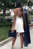 I was looking for graduation dresses so last minute and I couldn't find anything in store so I got this dress with express shipping and I absolutely loved it. I got a medium because of the other reviews and I was scared about a small being too short. The length was perfect and the dress fit perfectly (aside from it being a little roomy in the waist area causing it to bunch a little sometimes) but other than that it was perfect and comfortable enough for me to go bra less. I'm glad I got a medium even though a small may have fit my waist better. So glad I got this dress, I'll be looking for any other opportunity to wear it again lol. - Brianna A.