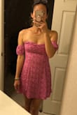 The dress looked cute when viewing photos, but sadly it didn't work well for me. I ordered a XS, which fits but fits tight. It's possible that a small could have been a better option but the pattern and material didn't reach up to par for me to exchange sizes. Unfortunately returning this one back. - Ester S.