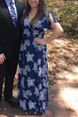 I LOVED this dress. I wore it to a daytime wedding so it was the perfect dress for the occasion. It was a good length to wear with wedges (it would be way too long with flat sandals though). It also was a deep V neckline without showing too much cleavage, very flattering. I got a ton of compliments about this dress. - Brittany S.