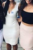 Really nice knee length white dress. It's good quality material and I love the collar which makes the dress look more interesting. - Darrin N.
