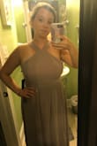 I initially ordered a medium and it fit around the waist but was way too small around the bust so I had to exchange for a large. The large fits perfectly. Snug around the bust, but not too tight. The dress is pretty long but that's an easy fix. Overall, I love the dress...great quality for a great price. - Leah J.
