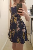 This dress is such a beautiful deep blue color, the picture doesn't do it justice! It fits so comfortable because of the stretchy top. It's a mini dress which I love. You can dress it up with a cute paid of heels or dress it down with a jean jacket and sandals. I LOVE it! - Marissa V.