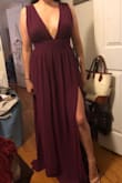 I had to get this dress for a wedding and loved how it looks in the picture. I'm short and busty so I was worried about how the dress would fit but to my surprise it fits really well. I got a size medium. 
The only thing I don't like about the dress would be how deep the v is. I have to get it tailored to fit better. But other than that it was a great purchase. Would buy a dress from here again. - Daniella F.