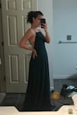 This dress is so so pretty and I love it! The only negatives are small things: I will absolutely have to get it hemmed (about 7 or 8 inches too long), and it's a teeny bit darker than pictured but still a very pretty green color. Still love it! - Zoe W.