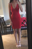 This dress was ok. Nothing physically wrong with it but it runs shorter and I didn't want to have to pull it down all night. - Emma S.