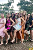These shoes fit well, although the ankle strap was a little too tight and left a small blister. My ankles are thicker than most, however. When referencing the photo, I'm the bride in the white dress with the gold heels on! - Martina S.