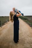 This dress was perfect for our first family photos. My body still hasn't gotten back to normal from my pregnancy. The heavy fabric and high waist made me look fab. Great dress for weddings too. I LOVE it. - Ashley R.