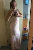 I am simply obsessed with this dress!!! It was everything I had hoped it would be and fit like a glove (maybe a little big, but I didn't want it skin tight) I bought it for a cruise to wear on one of the formal nights and ended up feeling so beautiful, I wore it for both! I was scared that it wouldn't be long enough because I'm tall and really wanted a true floor length gown- I was NOT disappointed. I took my boyfriend's breath away coming down the stairs the first time he saw me! Perfect! - Lauren M.